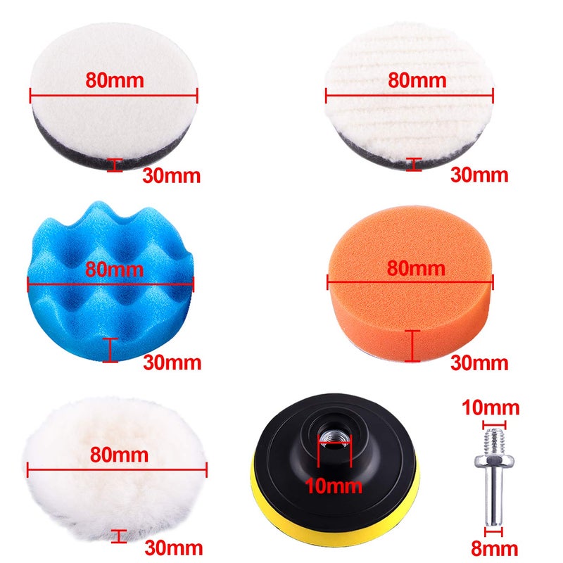 SIQUK 38 Pieces Car Polishing Pad Kit 3 Inch Buffing Pads Foam Polish Pads Polisher Attachment for Drill - Image 4